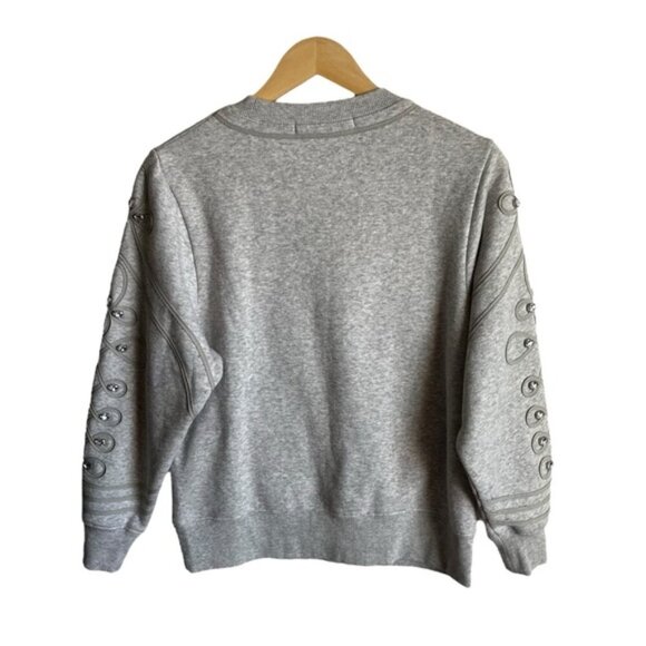 Anthro Belle Vere Rhinestone Sleeve Sweatshirt XS Gray - Picture 4 of 8